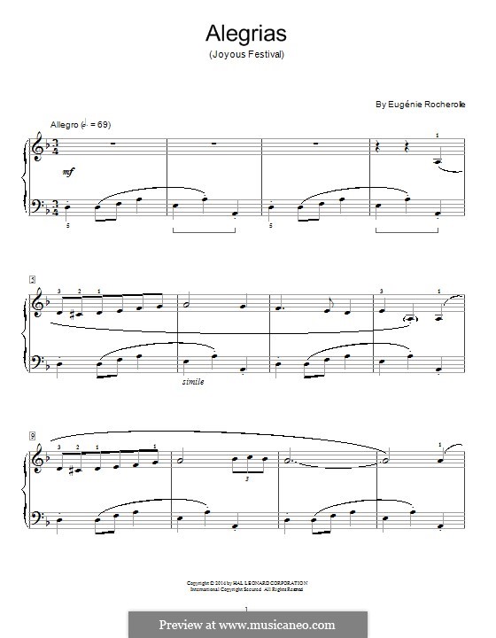 Alegrias: For piano by Eugénie Rocherolle