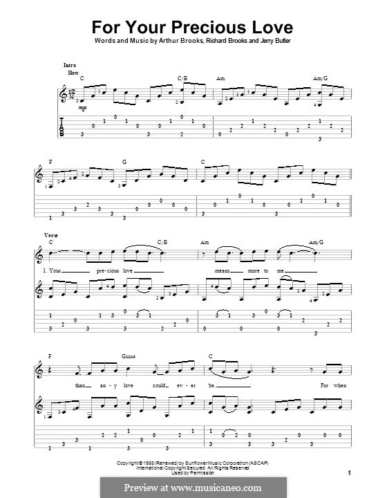 For Your Precious Love (Jerry Butler & The Impressions): For guitar with tab by Arthur Brooks, Jerry Butler, Richard Brooks