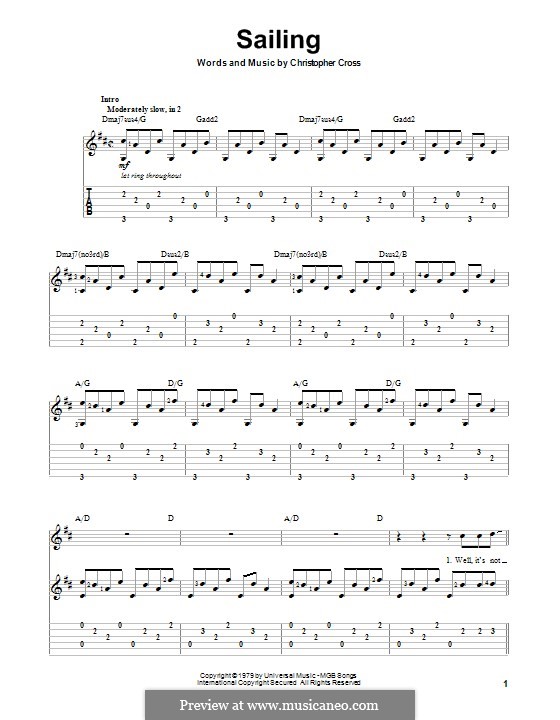 Sailing ('N Sync): For guitar with tab by Christopher Cross