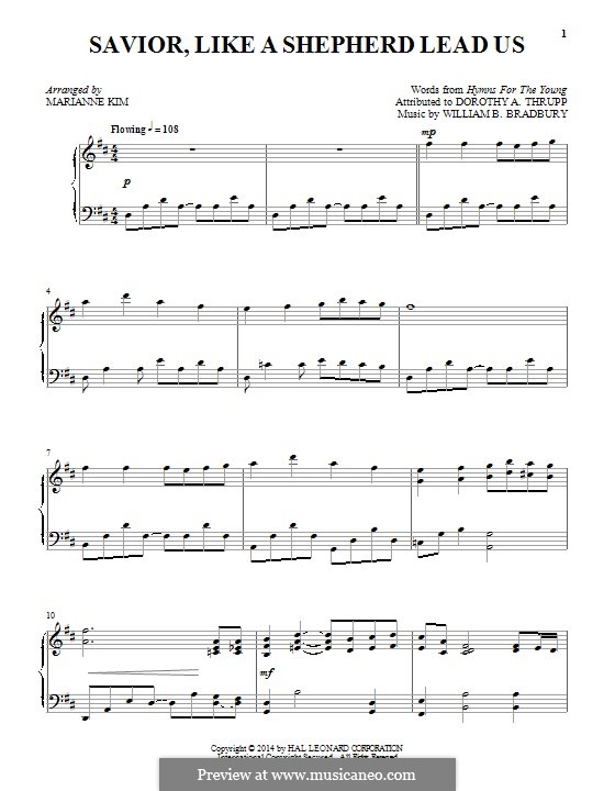 Savior, Like a Shepherd Lead Us: For piano by William Batchelder Bradbury