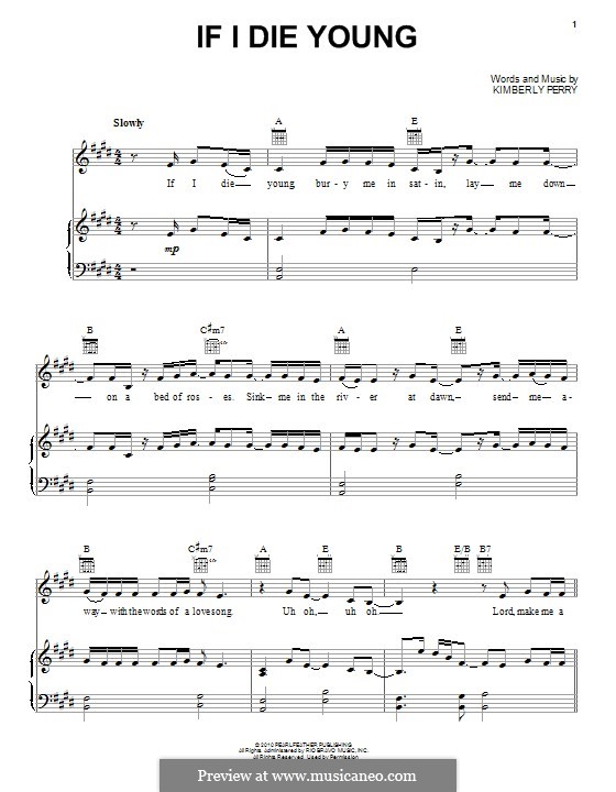 If I Die Young (The Band Perry) by Perry - sheet music on MusicaNeo