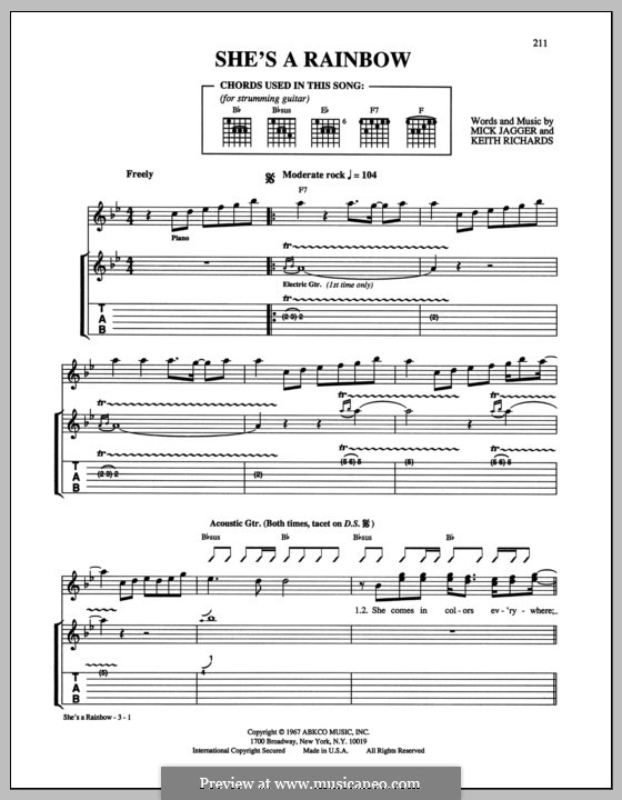 She's a Rainbow (The Rolling Stones): For guitar with tab by Keith Richards, Mick Jagger