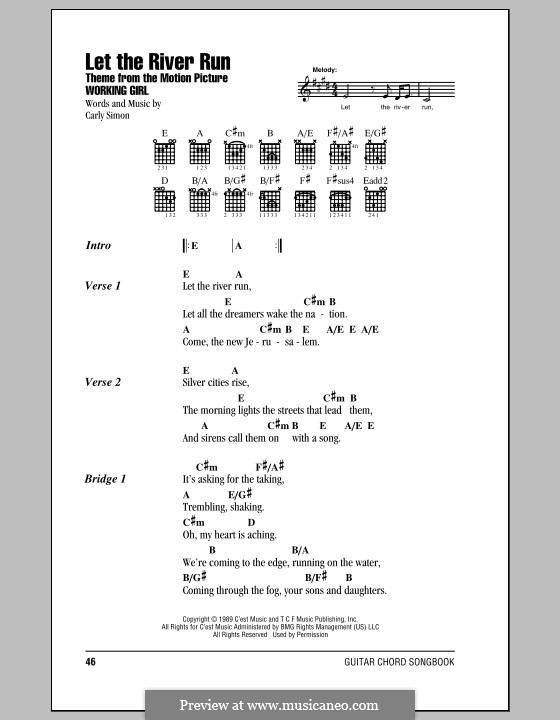 Let the River Run: Lyrics and chords by Carly Simon
