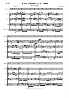 Concerto for Cello and Orchestra No.4 in D Major, Hob.VIIb/4: Score and all parts by Joseph Haydn