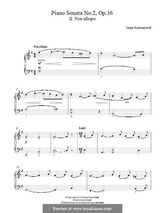 Piano Sonata No.2 in B Flat Minor, Op.36: Movement II (Fragment) by Sergei Rachmaninoff
