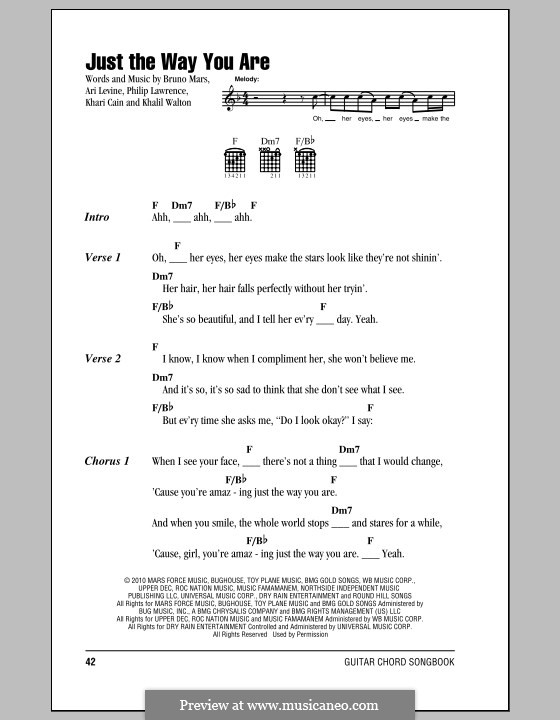 Just The Way You Are Chord Chart