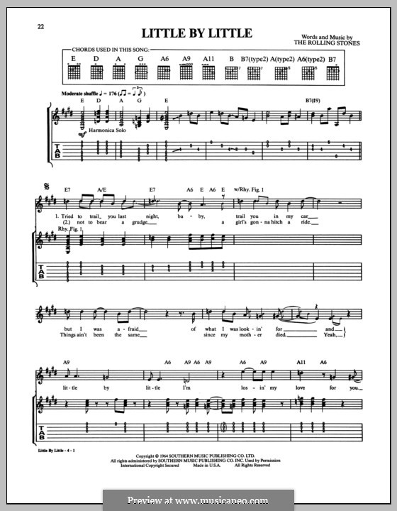 Little by Little (The Rolling Stones): For guitar with tab by Keith Richards, Mick Jagger, Nanker Phelge, Phil Spector, Brian Jones, Charlie Watts, William Perks, Ian Stewart