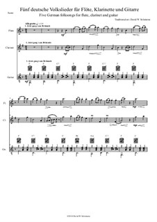 5 German Folk Songs: For flute, clarinet and guitar by folklore