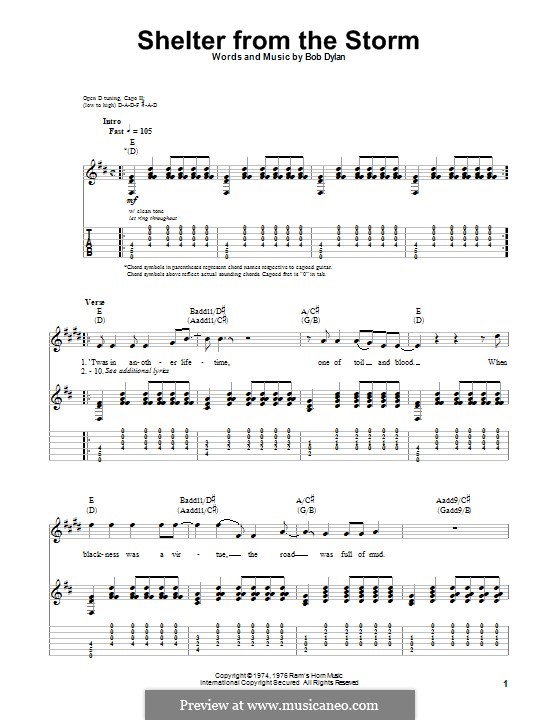 Shelter from the Storm: For guitar with tab by Bob Dylan