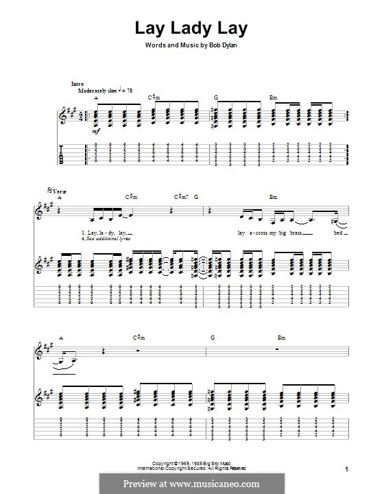 Lay Lady Lay: For guitar with tab by Bob Dylan