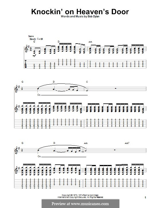 Knockin' on Heaven's Door: For guitar with tab by Bob Dylan