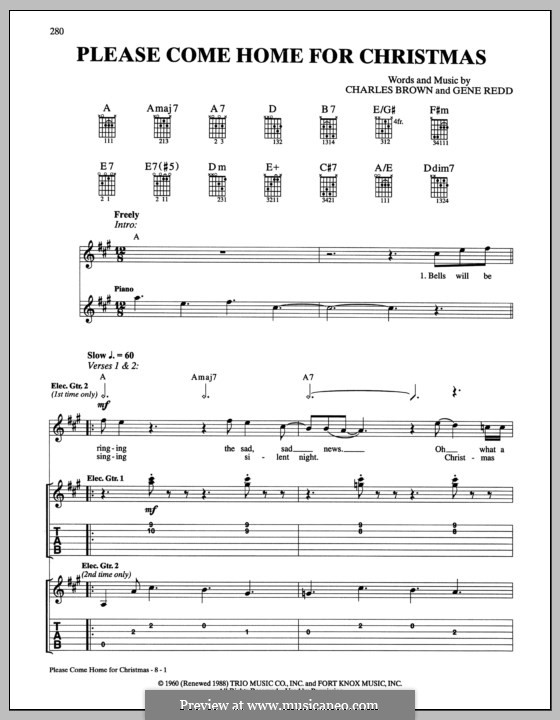 Please Come Home for Christmas (The Eagles): For guitar with tab by Charles Brown, Gene Redd