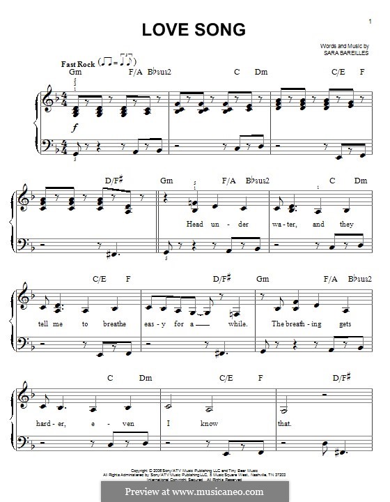 Love Song: For piano by Sara Bareilles