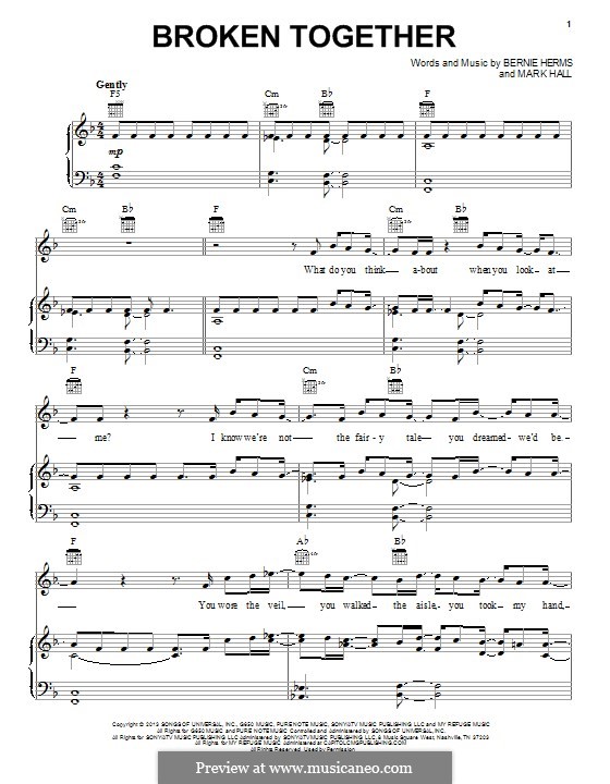 broken together casting crowns by b herms m hall on musicaneo just be held casting crowns sheet music