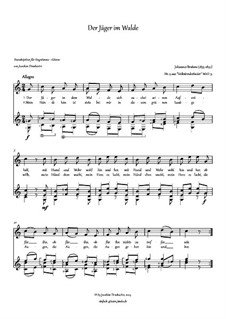 Children's Folk Songs, WoO 31: No.9 Der Jäger im Walde, for voice and guitar by Johannes Brahms