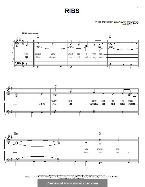 ribs lorde sheet music ribs lorde sheet music
