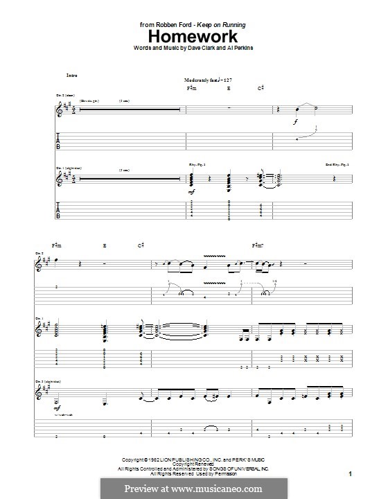 Homework guitar tab image