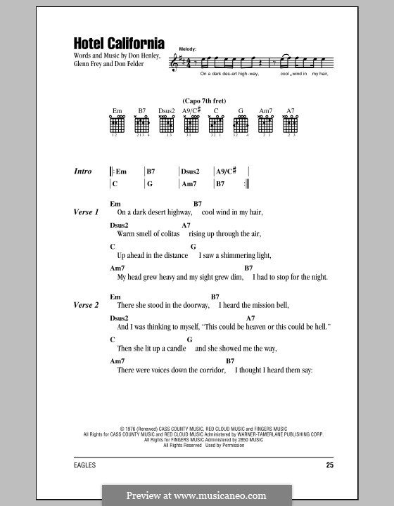 Hotel California (The Eagles) by D. Felder, D. Henley, G. Frey on