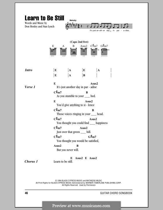 Learn To Be Still (Eagles): Lyrics and chords by Don Henley, Stan Lynch