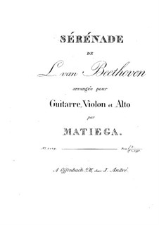 String Trio No.2 in D Major 'Serenade', Op.8: Version for guitar, violin and viola – parts by Ludwig van Beethoven