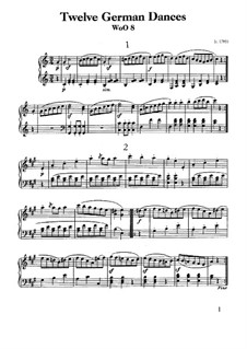 Twelve German Dances, WoO 8: For piano by Ludwig van Beethoven