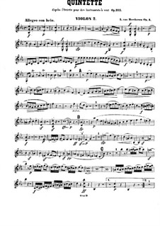 String Quintet No.1 in E Flat Major, Op.4: Violin II part by Ludwig van Beethoven