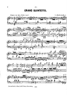 String Quintet No.1 in E Flat Major, Op.4: Version for piano by Ludwig van Beethoven