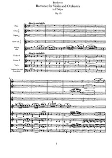 Romance for Violin and Orchestra No.2 in F Major, Op.50: Full score by Ludwig van Beethoven