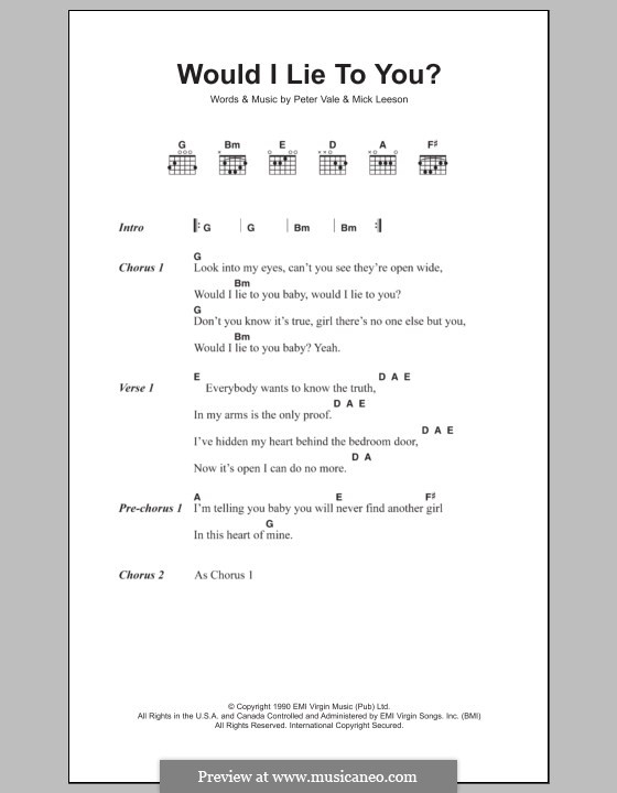 Would I Lie to You? (Charles & Eddie): Lyrics and chords by Mick Leeson, Peter Vale