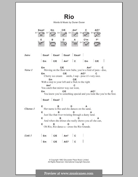 Rio: Lyrics and chords by Duran Duran