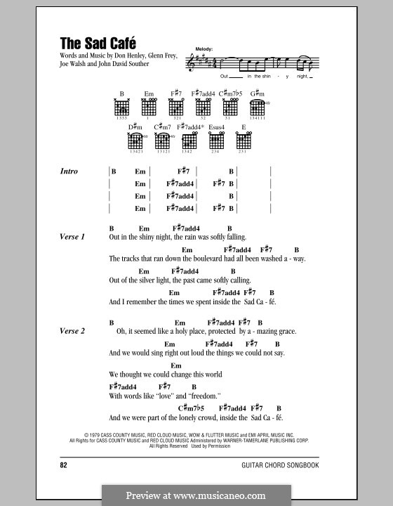 Sad Cafe (The Eagles): Lyrics and chords by Don Henley, Glen Frey, John David Souther, Joe Walsh