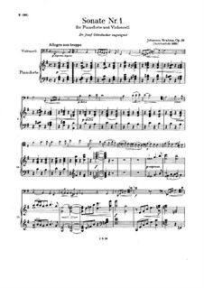 Sonata for Cello and Piano No.1 in E Minor, Op.38: Score by Johannes Brahms