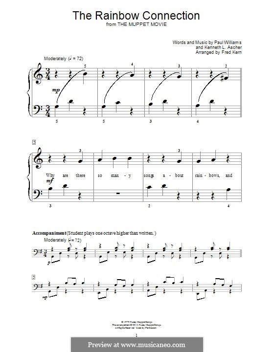 The Rainbow Connection (Kermit the Frog): For piano by Paul H. Williams, Kenneth L. Ascher