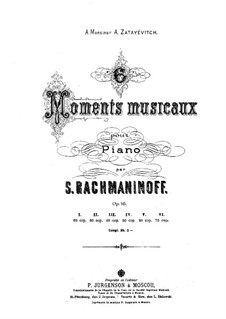 Six Moments Musicaux, Op.16: Complete set by Sergei Rachmaninoff