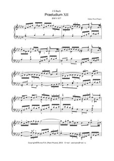 Prelude and Fugue No.12 in F Minor, BWV 857: For keyboard (editor Pavel Popov, 2013) by Johann Sebastian Bach