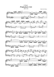 Prelude and Fugue No.13 in F Sharp Major, BWV 858: For keyboard (editor Pavel Popov, 2013) by Johann Sebastian Bach