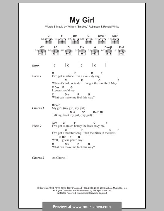 My Girl (The Temptations): Lyrics and chords by Ronald White, Smokey Robinson