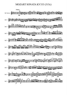 Sonata for Piano No.13 in B Flat Major, K.333: For clarinet by Wolfgang Amadeus Mozart