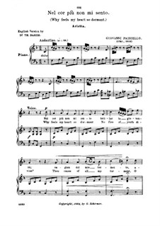 La bella molinara. Nel cor più non mi sento, R 1.76: Medium-high voice in F Major by Giovanni Paisiello