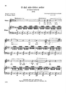 O del mio dolce ardor (O Thou Belov'd): Medium-high voice in F Minor by Christoph Willibald Gluck