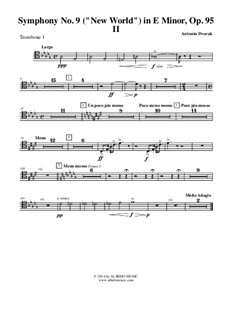Movement II (Largo): Trombone tenor clef 1 (transposed part) by Antonín Dvořák