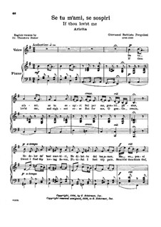 Se tu m'ami, se sospiri: Medium-low voice in E Minor by Giovanni Battista Pergolesi