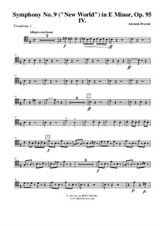 Movement IV: Trombone tenor clef 1 (transposed part) by Antonín Dvořák
