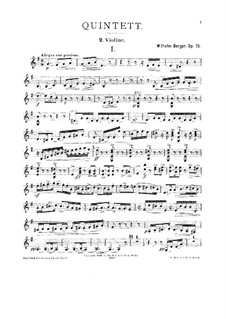 String Quintet in E Minor, Op.75: Violin II Part by Wilhelm Berger