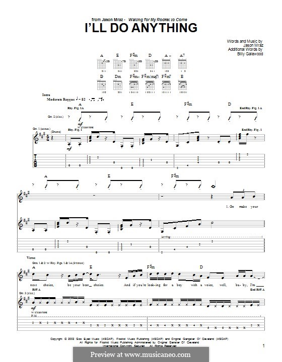 I'll do Anything by J. Mraz - sheet music on MusicaNeo