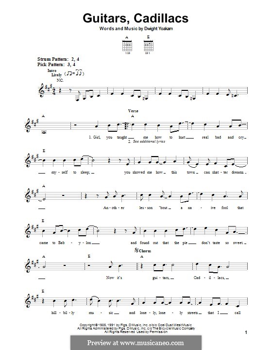 Guitars, Cadillacs: For guitar with tab by Dwight Yoakam