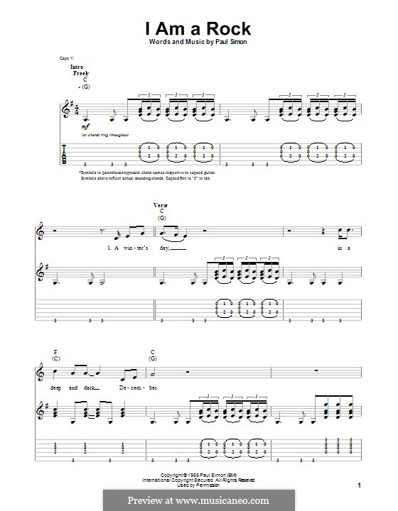 I am a Rock (Simon & Garfunkel): For guitar with tab by Paul Simon