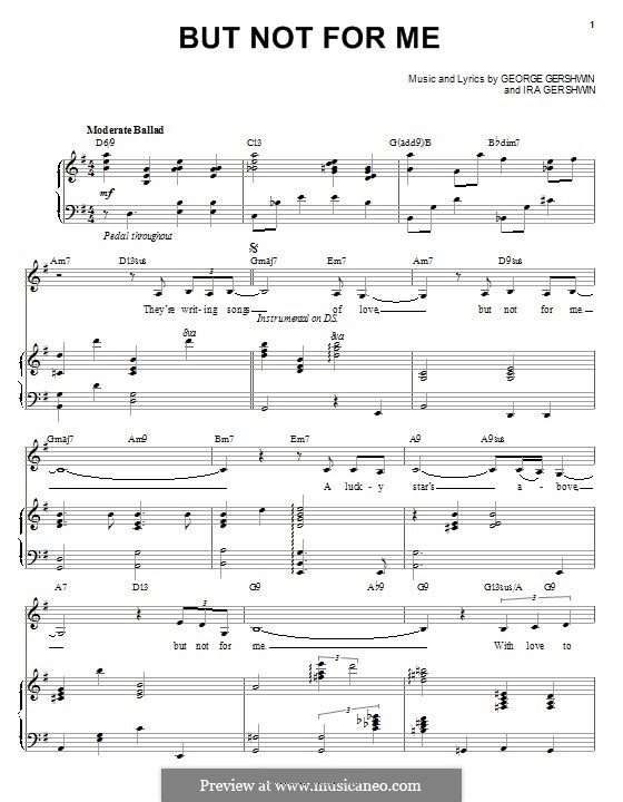 But not for Me: For voice and piano by George Gershwin