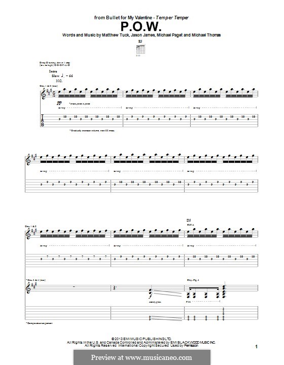 P.O.W. (Bullet for My Valentine) by J. James, M. Tuck, M. Paget, M