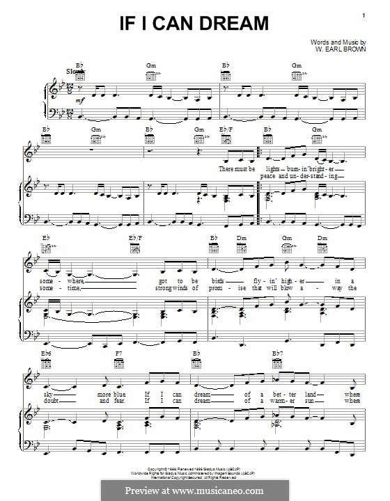 If I Can Dream (Elvis Presley): For voice and piano (or guitar) by W. Earl Brown